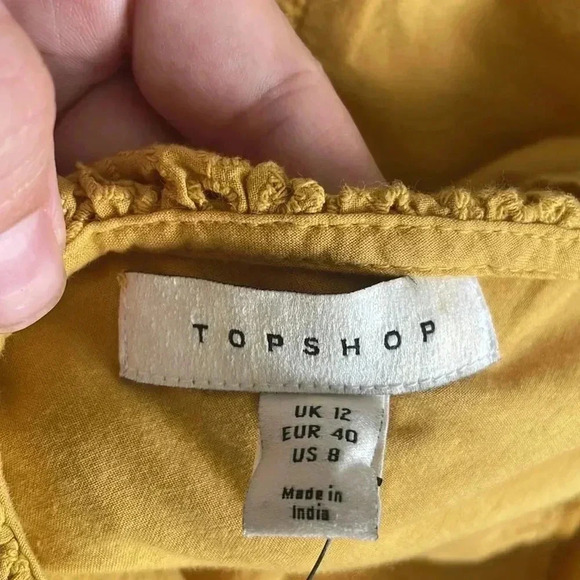 NWT Topshop Broderie Eyelet Ruffle Long Sleeve Minidress Yellow Sz 8 - Picture 12 of 14